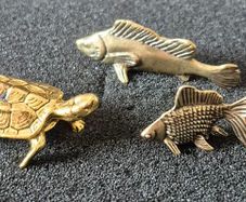3 brass Animals,. Solid brass.