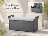Rattan Garden Storage Bench with Cushion and Seating for Two