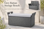 Rattan Garden Storage Bench with Cushion and Seating for Two