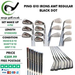 Ping G10 Irons / 4-Pw / Awt Regular / Black Dot
