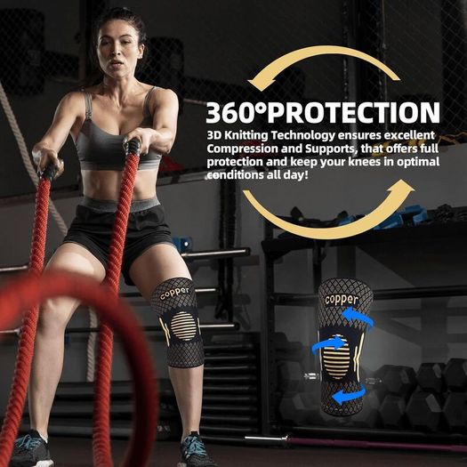 Copper Knee Support for Women/Men 2 Pack - Best Knee Brace Compression Sleeve Support for Arthritis, Knee Pain, Meniscus Tear, ACL, MCL, Joint Pain Relief, Running, Sports, Squats