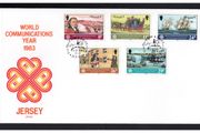 1983 Jersey World Communication Year and 250th Birth Anniversary of Charles Le Ceyt (First Jersey Postmaster) Stamps First Day Cover (FDC)