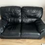 2 seat Leather Black Sofa / Couch Image 2