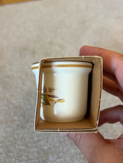 three vintage "St Michael" egg cups in the Harvest pattern