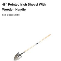 Builders pointed shovel 48" heavy duty wooden handle NEW