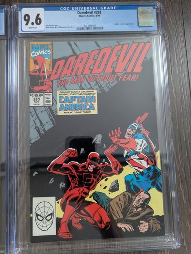 Daredevil Issue 252 and 283 CGC 9.6 Certified Graded Comic Framed Captain America Marvel
