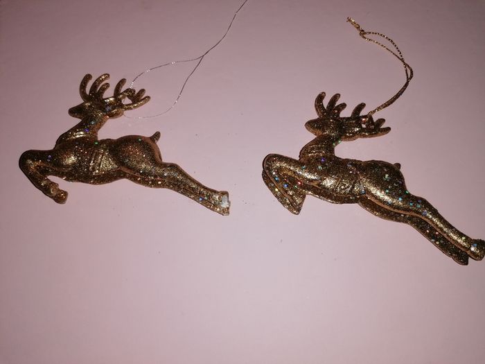 Pair of Gold Shimmering Reindeers