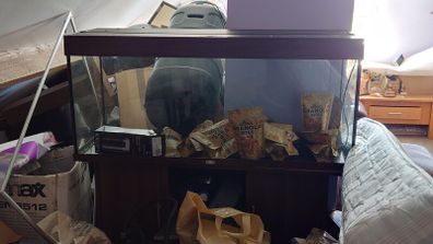 full aquarium set with cabinet full filtration water system can as do be converted to house tropical fish very easy , also smaller tank available too