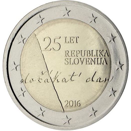 Slovenia 2 Euro Commemorative Coin 2016 - 25th Anniversary of the Independence of the Republic of Slovenia. UNCIRCULATED.