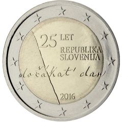 Slovenia 2 Euro Commemorative Coin 2016 - 25th Anniversary of the Independence of the Republic of Slovenia. UNCIRCULATED.