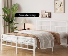 4ft6 Double Bed Frame with Curved Headboard