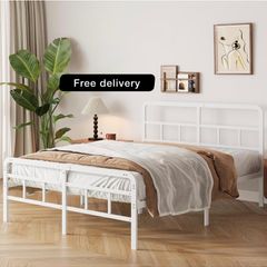 4ft6 Double Bed Frame with Curved Headboard
