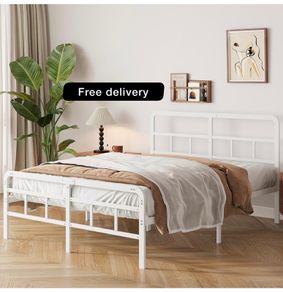 4ft6 Double Bed Frame with Curved Headboard