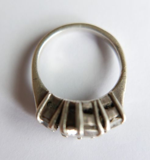 Vintage 925 Sterling Silver Three Stone Ring - size N - 5,2g