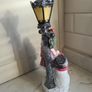 Santa & Snowman with Lighting Street Lamp Image 5