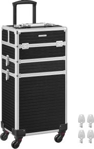 Vanity Case Trolley 3 in 1 Vanity Case Extra Large Hairdressing Case 34 x 24 x 70.5 cm