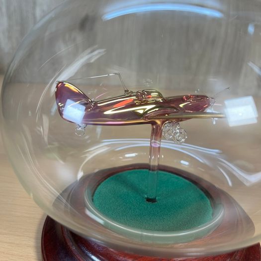 Vintage Northumbrian Glass Tiger Moth and Spitfire Glass Plane Ornament