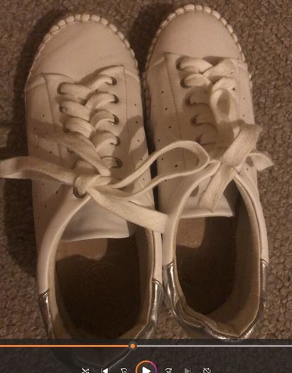 Kurt Geiger ladies flat white laced espadrilles Size 5