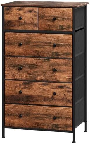 Chest of Drawers for Bedroom with 6 Drawers, Storage Cabinet Storage Unit with Fabric Drawers