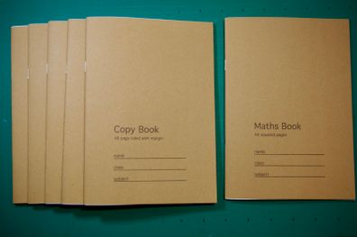 Kraft A5 Copybooks & Math Grid Notebook (Pack of 6)