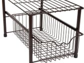 Stackable Under Sink Cabinet Organiser with Sliding Basket Drawer for Kitchen and Bathroom - Bronze