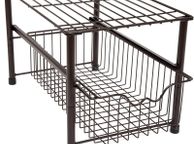 main image for ad Stackable Under Sink Cabinet Organiser with Sliding Basket Drawer for Kitchen and Bathroom - Bronze