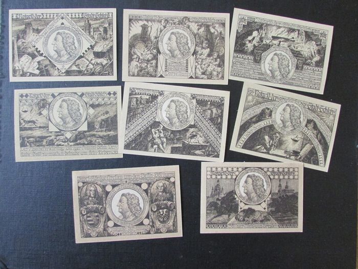 Germany 1921.City of Schleiz.Eight Emergency Banknotes.Notegeld.Complete set.
