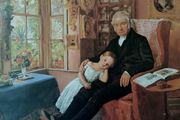 An Original Rare Antique Print from Picture Relics - James Wyatt and his Granddaughter by 'MILLAIS' Dated: 1849