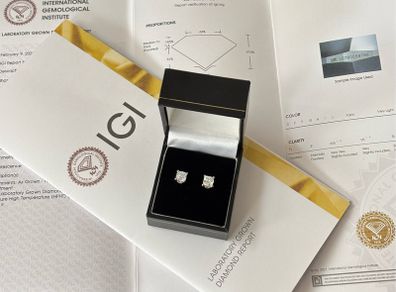 2 Carat White Gold Diamond Earrings