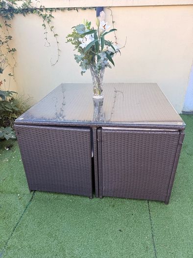 Rattan 4 seater garden table and chairs