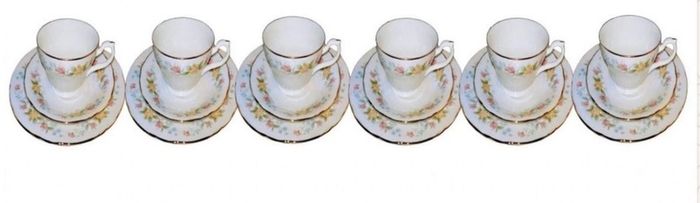 vintage Mayfair Fine Bone China 18pc 6 Trios - Staffordshire England - Original Box