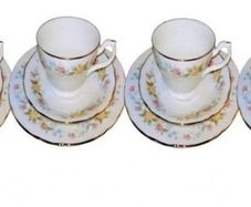 vintage Mayfair Fine Bone China 18pc 6 Trios - Staffordshire England - Original Box