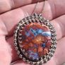Native American Mid Century Sterling Silver Agate Pendant Image 5