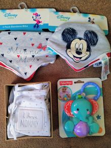 New unopened baby gifts suitable for making up baby hampers with