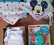 New unopened baby gifts suitable for making up baby hampers with