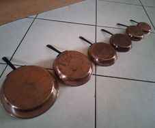 Graduated Set 6 Copper Saucepans