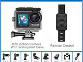 Action Camera K80 4K Dual Screen WiFi 5m Body Waterproof 60FPS 20MP 2.0 Touch LCD EIS Remote Control 4X Zoom Sports Cam