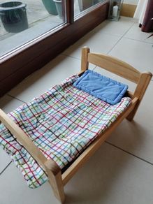 wooden dolls bed