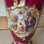 Tester Ornate Porcelain Burgundy Red/ Gold 10.5" handpainted Vase Image 7
