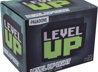 Paladone Level Up Light with Sound  Retro Pixel Design 12cm  Gaming LED Desk Lamp Collectible