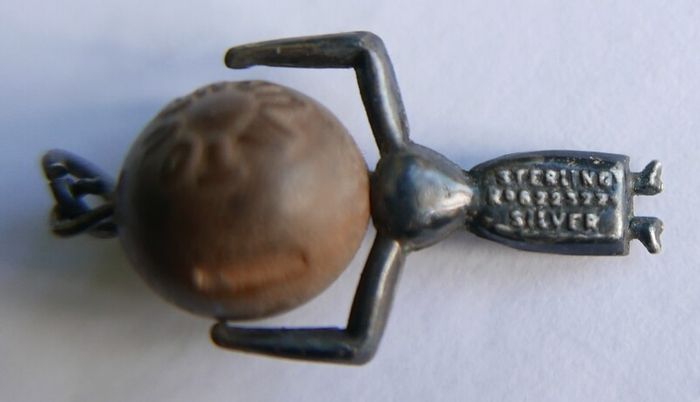 Antique 1918 WW1 Sterling Silver Fumsup Fums Up Touch Wood Wud Good Luck Lucky Charm Fob
