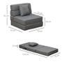 Convertible Floor Sofa Bed Recliner Fabric Upholstered Sleeper Lounge Futon with Pillow for Living Room, Grey (FREE SHIPPING) Image 3