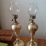 Antique  pair of Brass French oil lamps Image 3