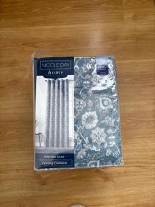 Foliage Azure Eyelet curtains 90"x90"