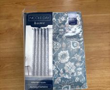 Foliage Azure Eyelet curtains 90"x90"