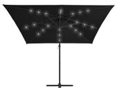 Cantilever Umbrella with LED lights and Steel Pole 250x250 cm Black