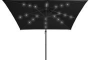 Cantilever Umbrella with LED lights and Steel Pole 250x250 cm Black