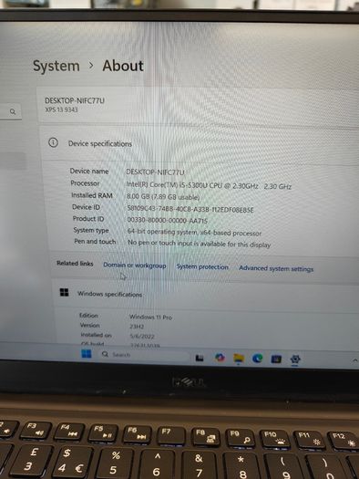 Dell XPS 13 9343 13.3" i5-5300U 2.3GHz 8GB 256GB SSD Windows 11 Pro (Sound Not Working)