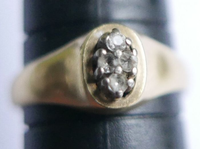 Vintage 14K White Yellow Gold  Diamond Wedding Engagement  Ring size P1/2 - 3,6g