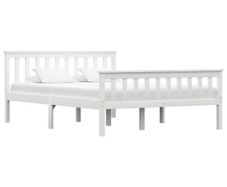 Bed Frame without Mattress White Solid Pinewood 140x200 cm